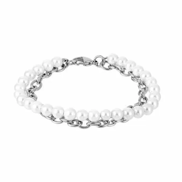 Steel Plus Pearl Teräsrannekoru BSS905 SS CHAIN WHITE Flash Sale